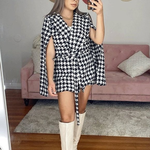 Houndstooth Cape Jacket - Picture 5 of 9